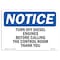 Signmission Sign, 10" H, 14" W, Plastic, Turn Off Diesel Engines Before Calling Sign, Lndscp, 1014-L-18745 OS-NS-P-1014-L-18745 - alternate 1